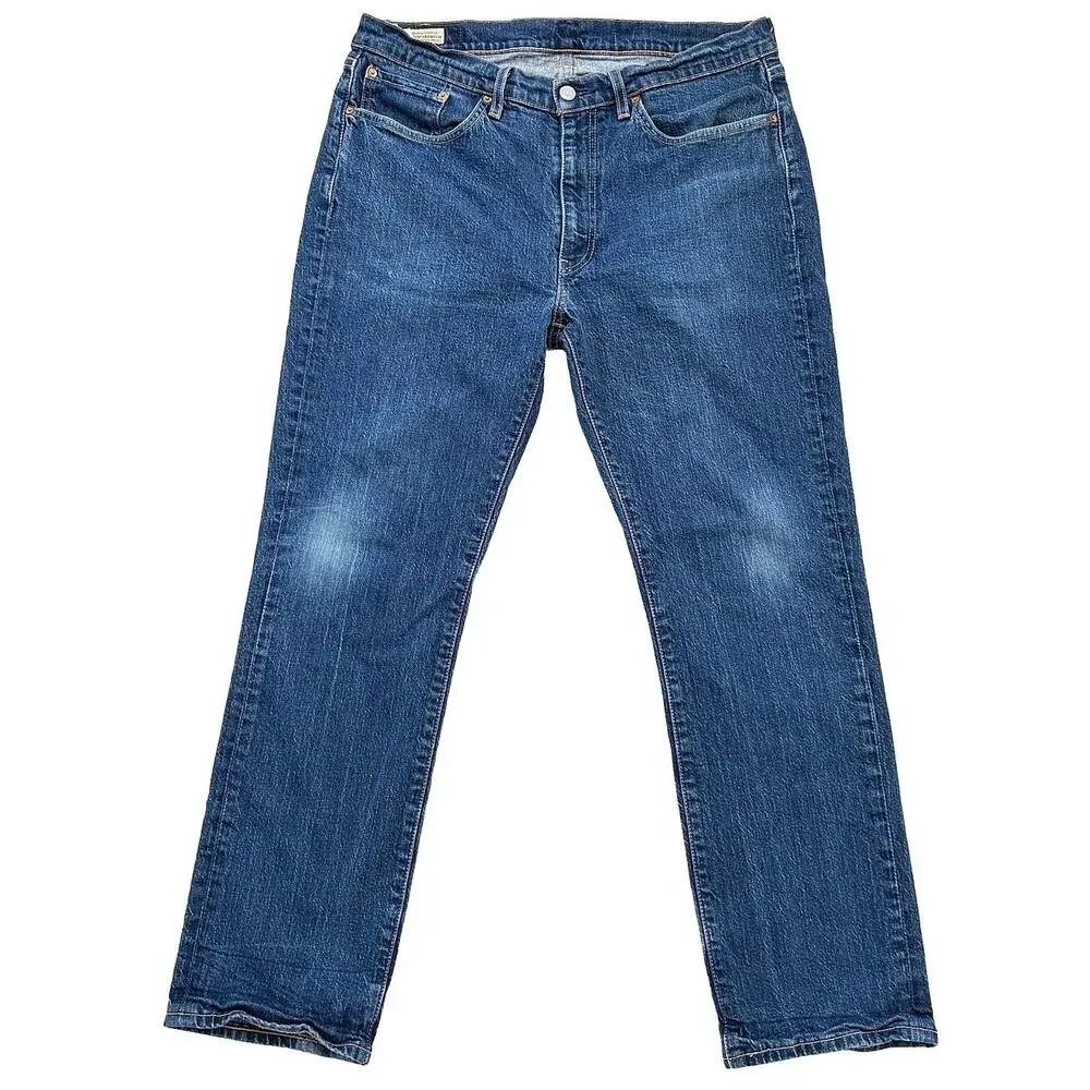 Levi's 514 Straight Mens Jeans 36x30 Big E Medium Wash Blue Premium Denim
